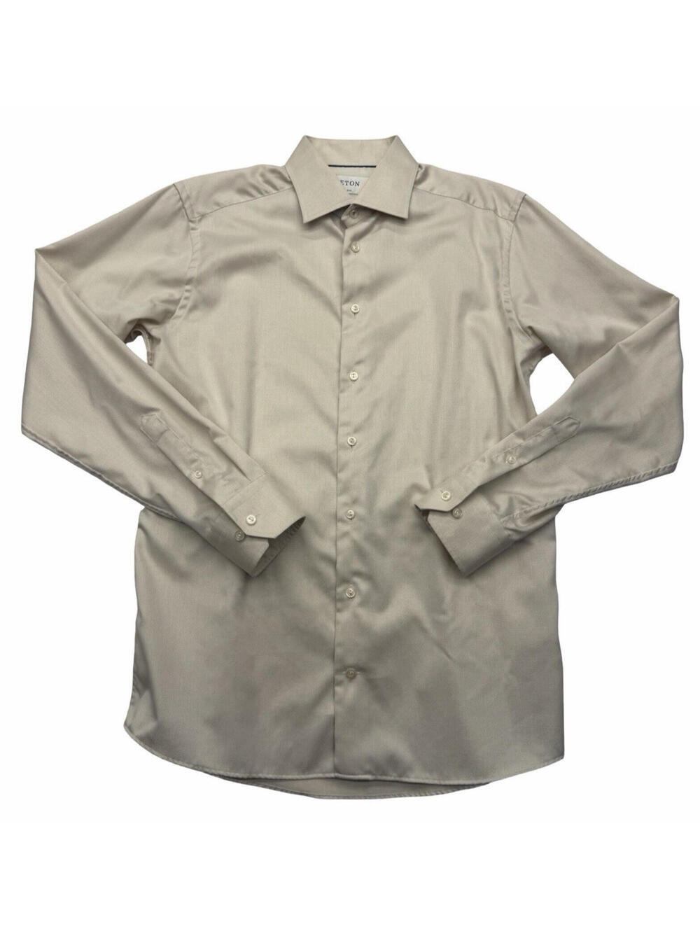Eton Slim Fit Dobby Dress Shirt Cotton Beige Size 41 | 16